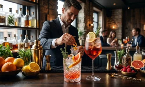 Verschiedene alkoholfreie Aperitifs, Bitter Aperitif und Spritz